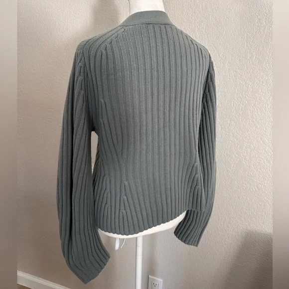 🆕 Vince Poet Sleeve Wool & Cashmere-blend Cardigan in Mineral Sea